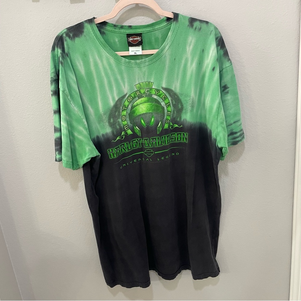 Harley-Davidson Green and Black Tye Dye Cotton Looney Tunes T-Shirt Mens Size XL